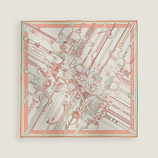 Concours d'Etriers Remix double face scarf 70 - Orange | Hermès USA